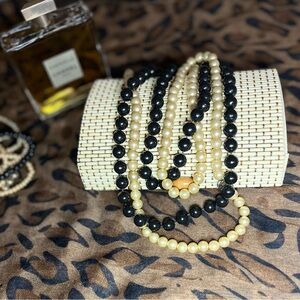 Elegant Black and Cream Beaded Necklaces